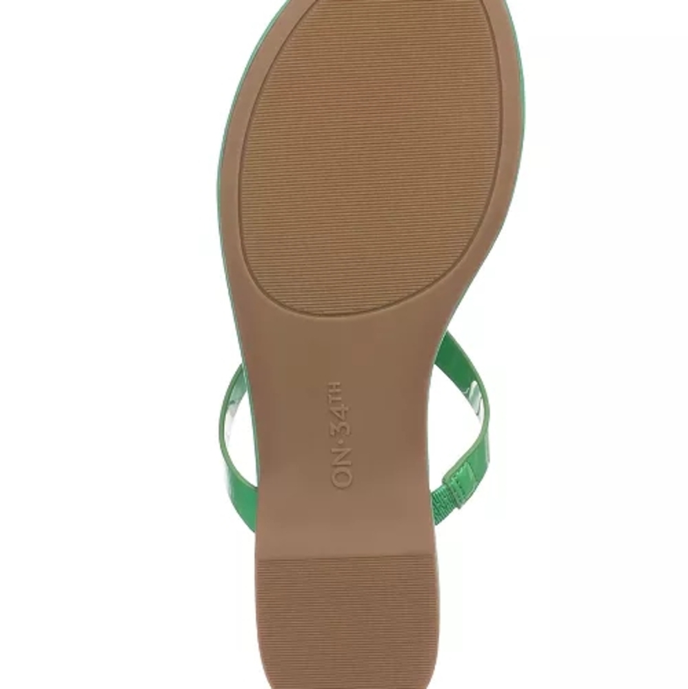 On 34th Women's Galinaa Green Patent Knotted T-straps Slip-on Sandals Size 8 - Picture 11 of 14